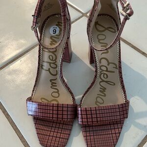 Sam Edelman Daniella Plaid Houndstooth Print Heels Sandals Open Toe Ankle Strap